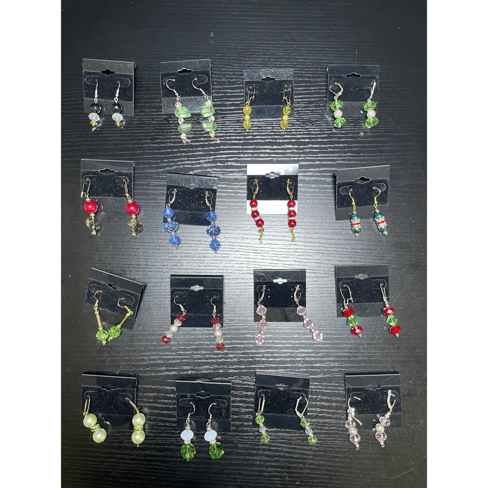 Handmade Beaded Dangle Earrings Lot of 16 Pairs - Artisan Glass Bead Jewelry New